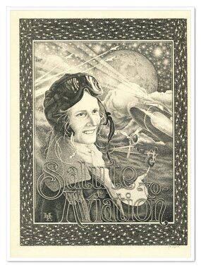 1981 Amelia Earhart Print – Signed by Max Elbo (Donnie Dope) – Limited Edition